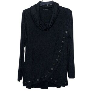 Belldini Charcoal Gray Cowl Neck Sweater with Grommets Size Medium